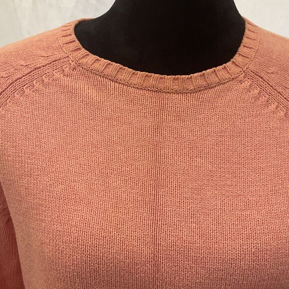 Vintage Y2K 00s Women's LL Bean Sweater Size M Pink Heavy Thick Cotton Knit - Picture 2 of 7